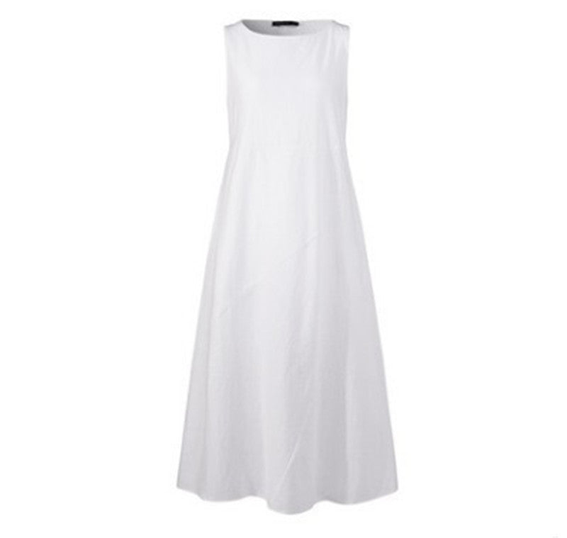 Women's Fashion And Comfortable Sleeveless Solid Color Vest Dress