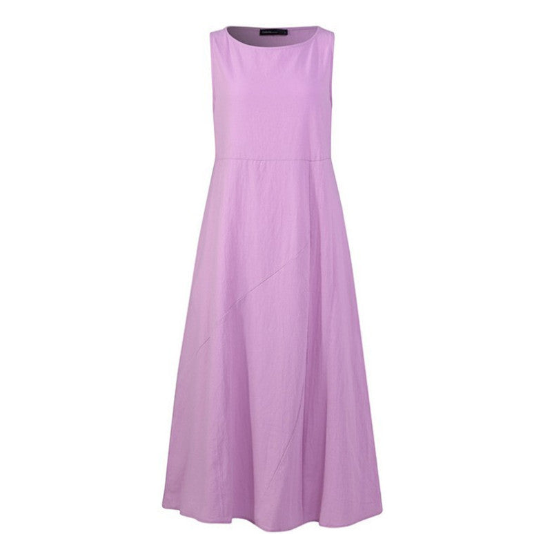 Women's Fashion And Comfortable Sleeveless Solid Color Vest Dress