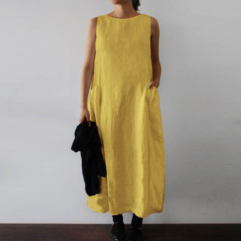 Women's Fashion And Comfortable Sleeveless Solid Color Vest Dress