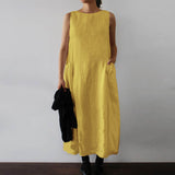 Women's Fashion And Comfortable Sleeveless Solid Color Vest Dress