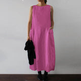 Women's Fashion And Comfortable Sleeveless Solid Color Vest Dress