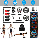 Multifunctional Push Up Board Home Strength Training Equipment With 15 Fitness Accessories Pilates Bar Resistance Band Roller Wheel Full Body Workout Home Gym Equipment