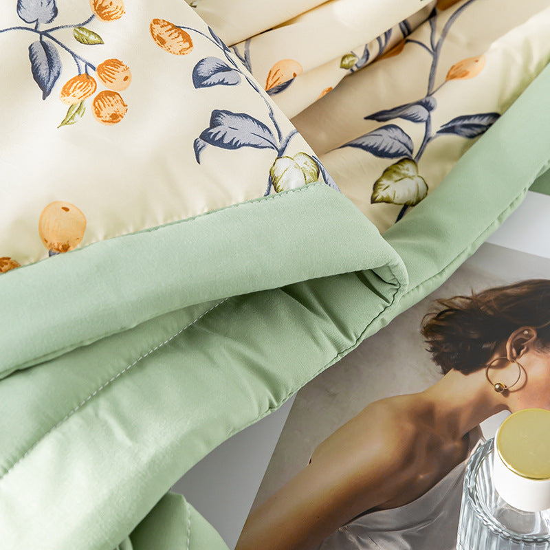 Cotton And Linen Double-layer Yarn Summer Blanket Airable Cover Double-bed Four-piece Suit