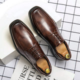 Low-top Square Toe Men's Business Casual Fashion Leather Shoes