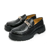 Men's Autumn Thick Bottom Crocodile Pattern Loafers Leather Shoes
