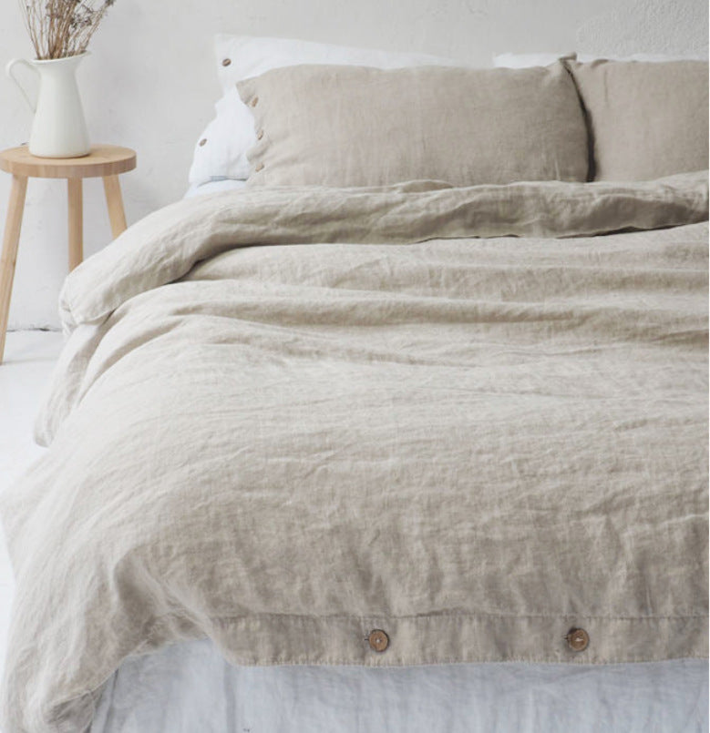 Pure Linen Bed Sheet Duvet Cover Washed Fabric